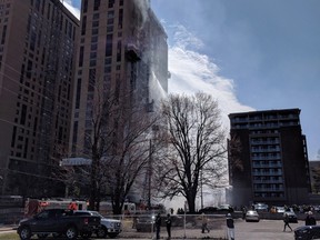 Ottawa Fire on scene of a 3-Alarm fire in a high-rise under construction on Champagne Avenue.