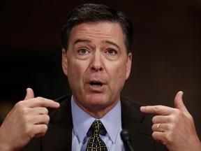 In this May 3, 2017, file photo, then-FBI Director James Comey testifies on Capitol Hill in Washington. Comey is blasting President Donald Trump as unethical and 'untethered to truth' and his leadership of the country as 'ego driven and about personal loyalty.' Comey's comments come in a new book in which he casts Trump as a mafia boss-like figure who sought to blur the line between law enforcement and politics and tried to pressure him regarding the investigation into Russian election interference.