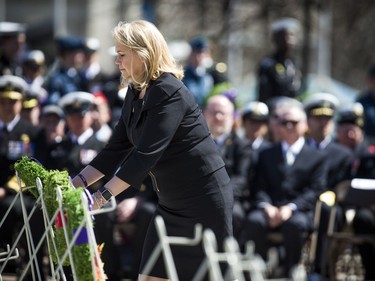 The Anniversary of the Battle of the Atlantic Ceremony to commemorate the sacrifices made by thousands of Canadians who fought in the North Atlantic took place in Ottawa Sunday May 6, 2018, at the National War Memorial. Jody Thomas the deputy minister of national defence laid a wreath Sunday.   Ashley Fraser/Postmedia