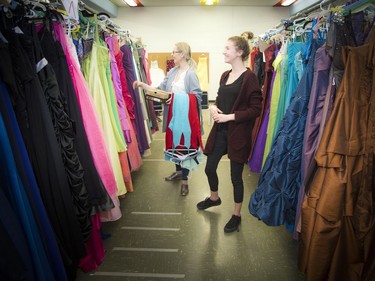 18-year-old Sarah Doucet had the help of Hope Ace to go through the racks of gowns and find the perfect one.