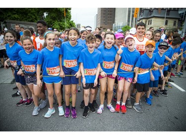 A crew of runners at the start of the 5K race Saturday May 26, 2018 at Ottawa Race Weekend.