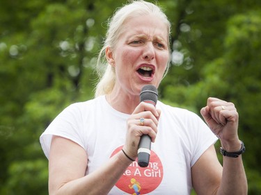 MP Catherine McKenna addressed the racers before the 5K race Saturday May 26, 2018 at Ottawa Race Weekend.