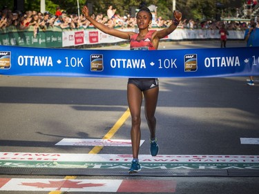 Alia Mohammed was the top woman to finish the 10K race Saturday May 26, 2018 at Ottawa Race Weekend.    Ashley Fraser/Postmedia