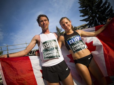 L-R Evan Esselink and Rachel Cliff were the top male and female Canadian's to finish the 10K race Saturday May 26, 2018 at Ottawa Race Weekend.