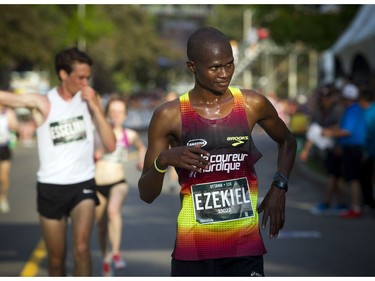 Kipsang Ezekiel crossed the finish line of the 10K race Saturday May 26, 2018 at Ottawa Race Weekend.