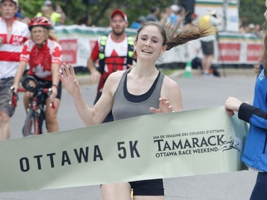 Jenna Van Vliet of Ottawa wins the 5k at the Ottawa Race Weekend on Saturday, May 26, 2018.