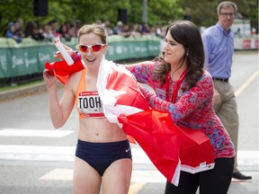 Kait Toohey was the first Canadian women to cross the finish line of the marathon Sunday May 27, 2018 at Ottawa Race Weekend.