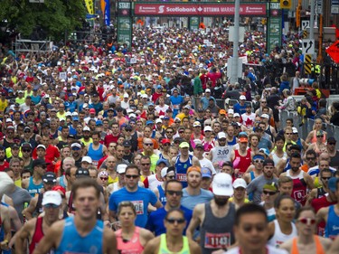 Runners start the marathon Sunday May 27, 2018 at Ottawa Race Weekend.    Ashley Fraser/Postmedia