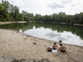 Mckay Pond is photographed showing low water levels Monday August 10, 2015.