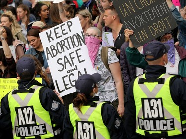 - Police keep the pro-choice protesters at bay on Albert Street. Carrying pro-life placards, singing songs and chants, thousands of people paraded through downtown Ottawa Thursday (May 10, 2018) for the March for Life rally. They were met by a few hundred vocal pro-choice protesters at some intersections, but the two groups were kept separated by a strong police presence.  Julie Oliver/Postmedia