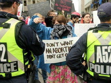 - Police keep the pro-choice protesters at bay on Albert Street. Carrying pro-life placards, singing songs and chants, thousands of people paraded through downtown Ottawa Thursday (May 10, 2018) for the March for Life rally. They were met by a few hundred vocal pro-choice protesters at some intersections, but the two groups were kept separated by a strong police presence.