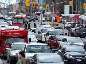 Traffic and buses downtown, like here on Elgin, were snarled for a while as the protest took a couple of hours.