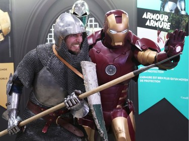 A knight and Iron man were at the opening day of Comiccon, May 11, 2018.