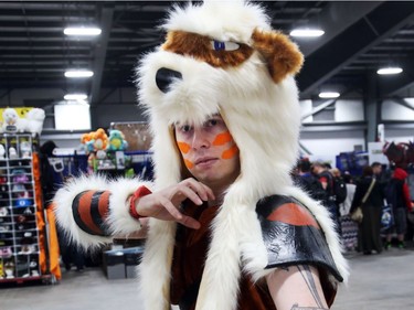 Chris Beaubien dressed as Arcanine of Pokemon during the opening day of Comiccon, May 11, 2018.