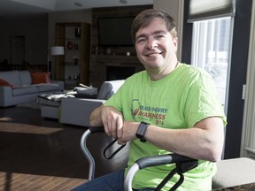 Robert Wein in his Richmond, Ontario home on February 12, 2018. Robert suffered a severe brain injury when a van plowed into a group of cyclists riding along March Road in Kanata in 2009.