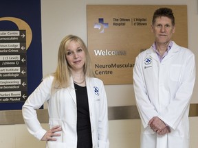 Dr. Jodi Warman, left, and Dr. Robin Parks in the newly opened Neuromuscular Clinical Research Centre at The Ottawa Hospital.