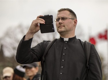 A Pro-Life supporter looks on as Pro-Choice supporters blocked the annual March for Life in Ottawa Thursday, May 10, 2018.