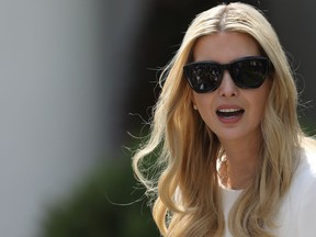 WASHINGTON, DC - MAY 07:  Ivanka Trump attend an event where Melania Trump spoke in the Rose Garden of the White House May 7, 2018 in Washington, DC. Melania Trump outlined her new initiatives, known as the Be Best program, during the event.