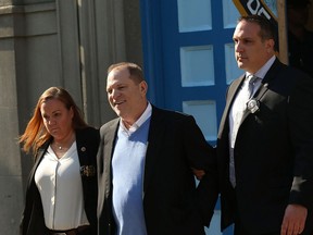 Harvey Weinstein is led out of the New York Police Department's First Precinct in handcuffs after being arrested and processed on charges of rape, committing a criminal sex act, sexual abuse and sexual misconduct on May 25, 2018 in New York City. The former movie producer faces charges in connection with accusations made by aspiring actress Lucia Evans who has said that Weinstein forced her to perform oral sex on him in his Manhattan office in 2004. Weinstein (66) has been accused by dozens of other women of forcing them into sexual acts using both pressure and threats. The revelations of the his behavior helped to spawn the global #MeToo movement.