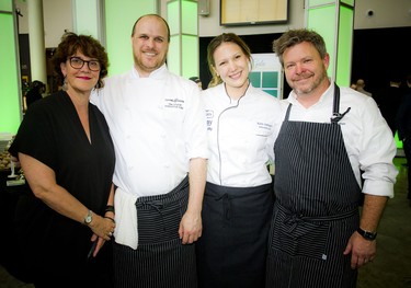 From left, Sheila Whyte, owner of Thyme and Again; Thyme and Again executive chef Tim Stock; Katie Ardinton of Bekta and Michael Moffatt of Thyme and Again.