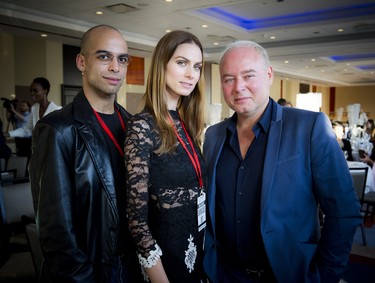 From left, Alexandre Faulkner from Folio Montreal, model Stefanie Nazoyan and Hans Koechling from The Image Is...