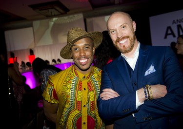 CTV News anchor and actor Stefan Keyes and Yannick Beauvalet, co-owner of L'Hexagone Menswear.