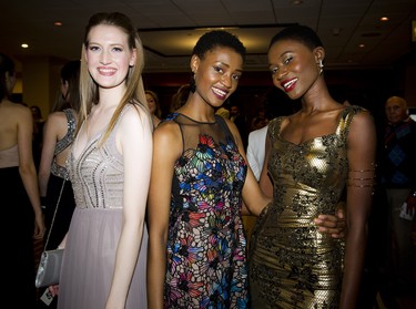 From left, models Laura Bruins, Leticia Esta and Djamila Sylla.