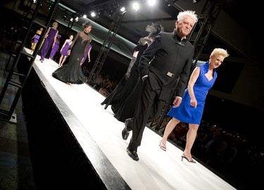 Richard and Louise Robinson of Richard Robinson Academy of Fashion Design walk the runway Saturday night.