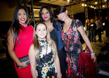 Former Richard Robinson models MJ Brown, her daughter Mathilda-Jolie Brown, 12, Raquel Sabo and Silvia Dinardo.