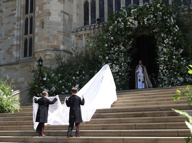 Meghan Markle arrives for her wedding ceremony to Prince Harry at St. George's Chapel in Windsor Castle in Windsor, near London, England, Saturday, May 19, 2018.