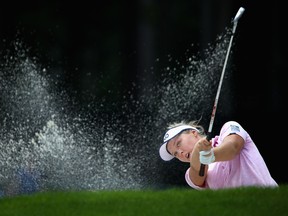 Canadian Brooke Henderson plays from the bunker on the second hole during the first round of the U.S. Women's Open at Shoal Creek on Monday, May 31, 2018 in Shoal Creek, Ala. (GETTY IMAGES/PHOTO)
