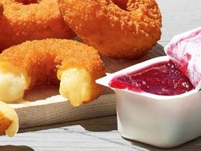 Sold in boxes of seven for roughly $6, the vegetarian-friendly snacks come with cranberry sauce for dipping.