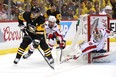 Pittsburgh’s Sidney Crosby was robbed in close by Washington’s Braden Holtby last night. The Caps won in OT to eliminate the Penguins. (Getty Images)