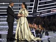 Drake presenting Rihanna with the Video Vanguard Award at the 2016 MTV Video Music Awards in 2016 and being awkward AF.