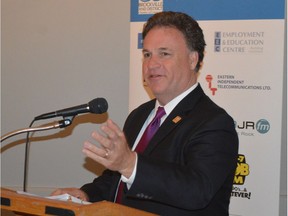 Leeds-Grenvile-Thousand Islands and Rideau Lakes MP Gord Brown speaks at a Brockville and District Chamber of Commerce breakfast meeting on Tuesday, Jan. 24.