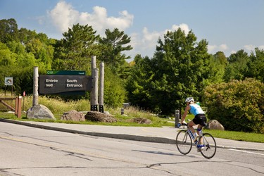 In Gatineau Park, a total of 27 kilometres for cyclists who enjoy steep hills and breathtaking views.