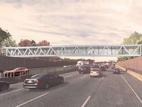 A rendering of the pedestrian and cycling bridge to replace the existing bridge over Highway 417 at Harmer Avenue. Source: City of Ottawa