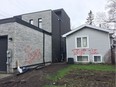 Houses at 23 and 27 Chestnut street, next to Springhurst Park in Old Ottawa East, were vandalized on Sunday, April 29, 2018.