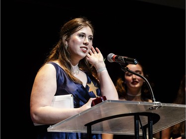 The winner(s) for Senior Critic: Evelyn Ashworth, All Saints High School, accept(s) their award, during the annual Cappies Gala awards, held at the National Arts Centre, on May 27, 2018, in Ottawa, Ont.