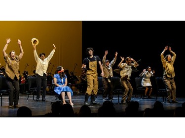 Students perform an excerpt from Urinetown: The Musical, A. Y. Jackson Secondary School, during the annual Cappies Gala awards, held at the National Arts Centre, on May 27, 2018, in Ottawa, Ont.  (Jana Chytilova / Postmedia Network)   ORG XMIT: JACH3189