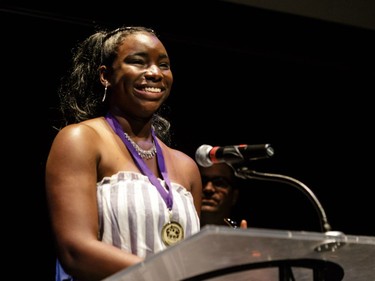 The winner(s) for Creativity: Lisa Uchelimafor, St. Francis Xavier High School, Alice in Wonderland, accept(s) their award, during the annual Cappies Gala awards, held at the National Arts Centre, on May 27, 2018, in Ottawa, Ont.