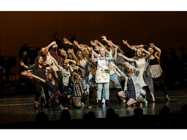 Students perform an excerpt from Urinetown: The Musical, All Saints High School, during the annual Cappies Gala awards, held at the National Arts Centre, on May 27, 2018, in Ottawa, Ont.  (Jana Chytilova / Postmedia Network)   ORG XMIT: JACH3794