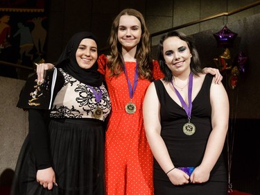Cappies nominees from St. Francis Xavier Catholic High School for Hair and Make-up arrive on the Red Carpet, prior to the start of the annual Cappies Gala awards, held at the National Arts Centre, on May 27, 2018, in Ottawa, Ont.