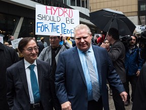 Ontario Progressive Conservative leader Doug Ford holds a rally to speak about Hydro One in Toronto on Tuesday, May 15, 2018.