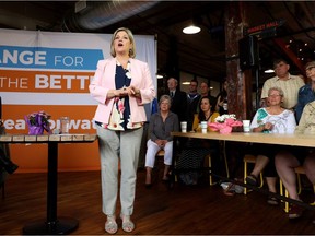 Ontario New Democrat Leader Andrea Horwath speaks at a rally in Paris, Ont., on Tuesday, May 15, 2018.