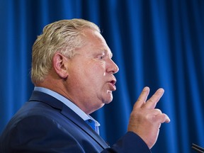 Ontario PC leader Doug Ford makes a campaign stop at the Royal Canadian Legion in Pickering Ont., on Tuesday, May 22, 2018.