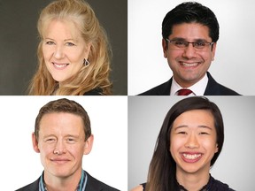 Ottawa Centre candidates, clockwise from top left: Colleen McCleery, PC, Yasir Naqvi, Liberal, Cherie Wong, Green and Joel Harden, NDP