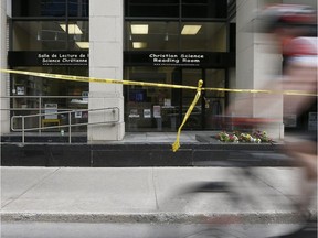 File photo: Police tape in front of 141c Laurier Ave. in Ottawa on Friday, May 25, 2018.