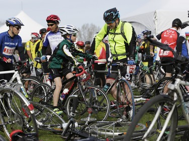 Steve Daniels and son Robin were among the hundreds of cyclists and walkers who took part in the CN Cycle for CHEO fundraiser on Sunday morning in Ottawa on May 6, 2018. (David Kawai)