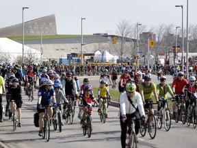 Cyclists at a CHEO fundraiser on Sunday enjoyed a sunny day that hit 19 C. More great weather is headed our way until Thursday, when showers arrive.